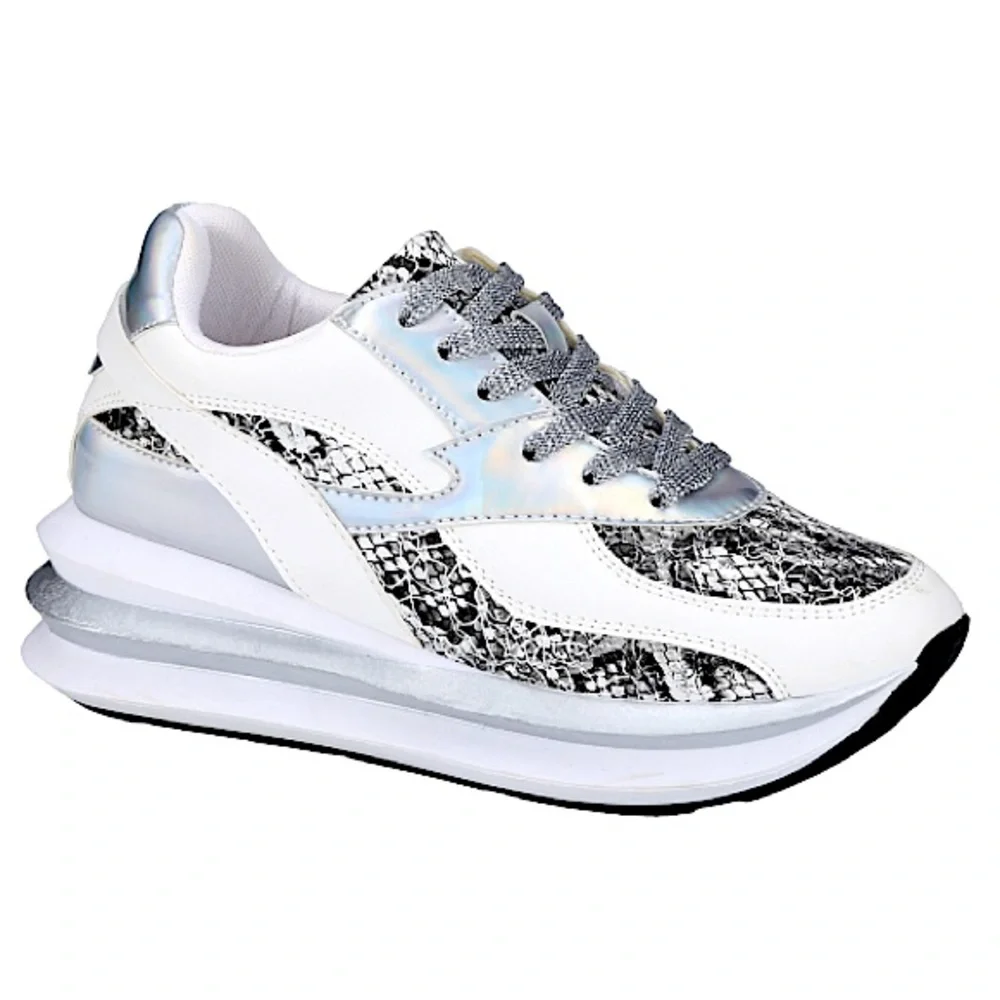 Silver snake platform sneaker - Picture 1 of 9